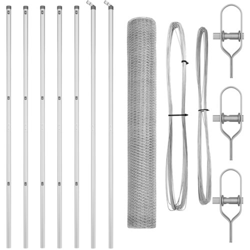 VidaXL &amp;Scaron;esterokotna ograja 1.2x10 m pocinkano jeklo, Ograjni stebri 7 kos &amp;Oslash;32 mm 170 cm pocinkano jeklo Slike