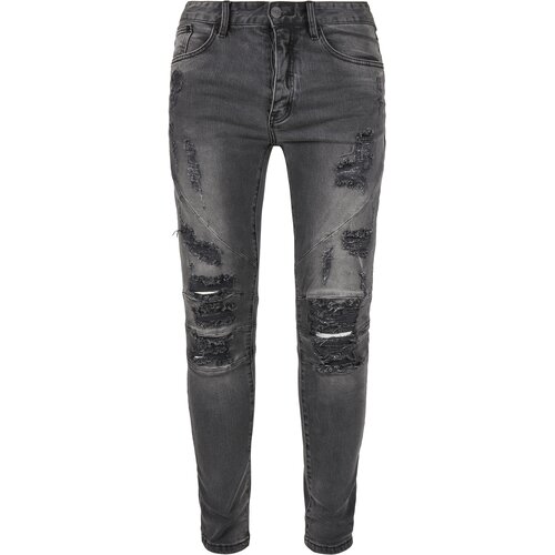 CS C&amp;amp;S Paneled Denim Pants distressed vintage black Slike