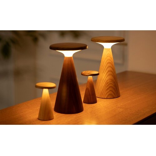 Gingko led stolna lampa u tamnoj prirodnoj boji s drvenim sjenilom (visina 14 cm) sylva &amp;ndash; Slike