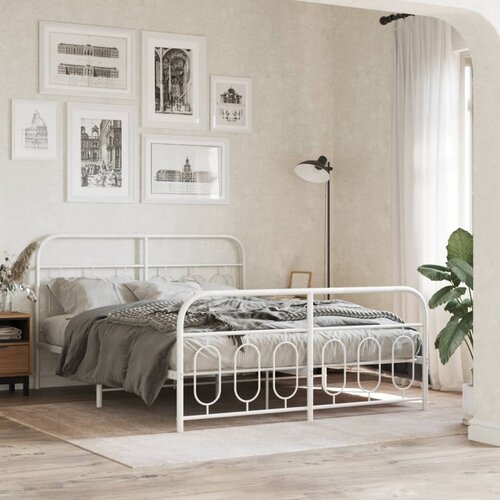 Furnova Kovinski posteljni okvir z vzglavjem in vznožjem bel 140x200 cm, (21933987) Slike