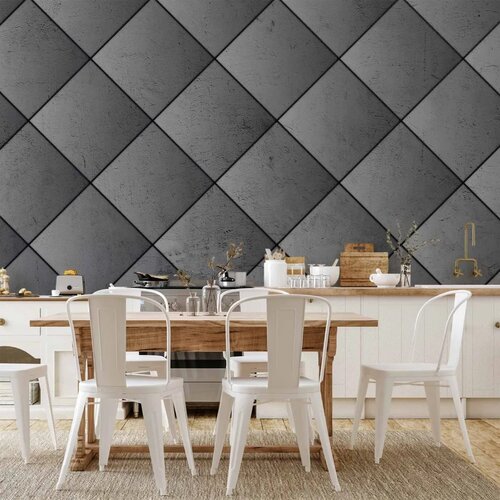 Foto tapeta - Grey symmetry - geometric pattern in concrete pattern with black joints 300x210 Vodootporna Cijene