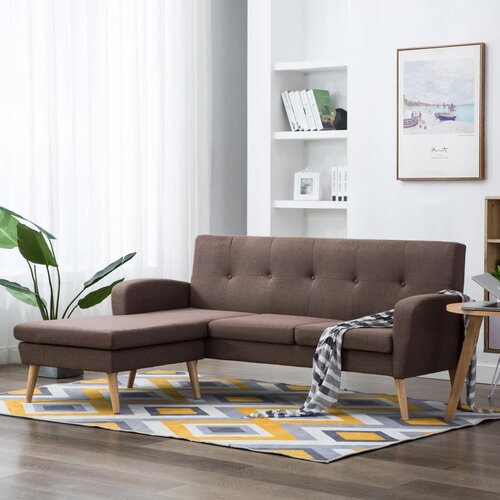 vidaXL Kavč L oblike z oblogo iz blaga 186x136x79 cm rjav Cene