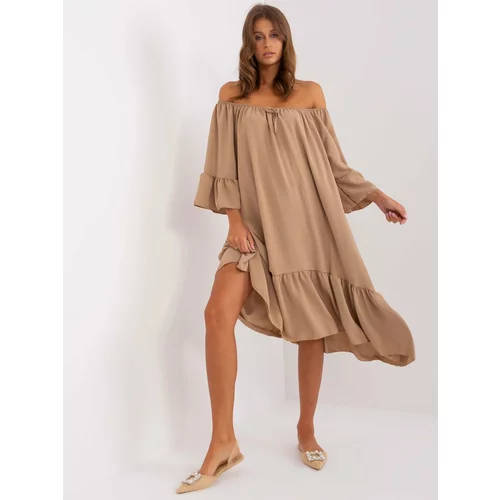Fashion Hunters Camel oversize dress with frills