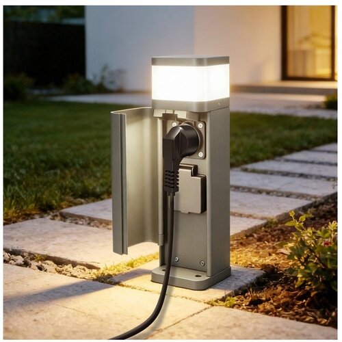 Brilagi Spolja&amp;scaron;nja lampa sa 2 SCHUKO utičnice PILLAR 1xG9/11W/230V IP44 siva Slike