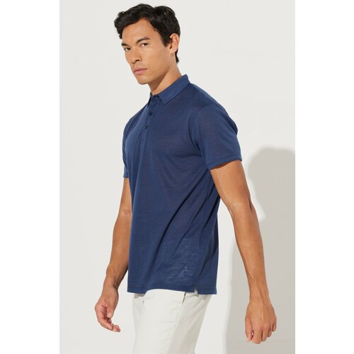 AC&Co / Altınyıldız Classics Men's Indigo Slim Fit Slim Fit Polo Neck Short Sleeve T-Shirt Slike