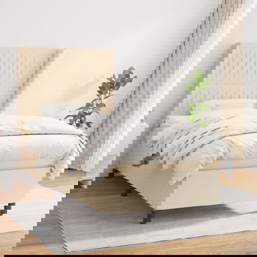 VidaXL Box spring postelja z vzmetnico krem 80x200 cm blago Slike