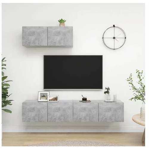  TV omarice 3 kosi betonsko siva iverna plošča