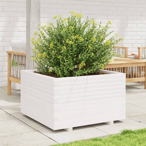  Vrtna sadilica bijela 80x80x49,5 cm od masivne borovine Slike