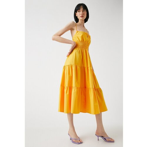 Koton Midi Strap Dress Ruffled Cotton Cene