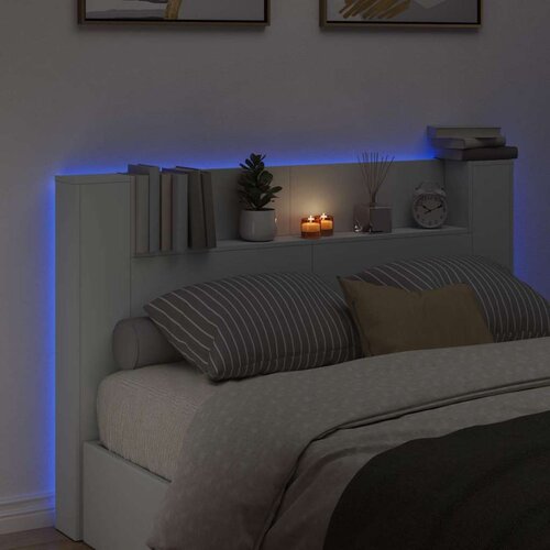  Krevetna ploča s LED-om s policom Bijelo 160 x 16 5 x 103 5 cm - Bijelo 160 cm Slike