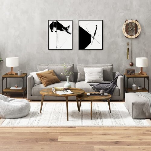 VidaXL Stranska mizica 2 kosa dimljeni hrast 40x40x40cm inženirski les Slike