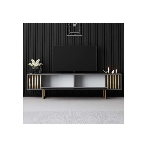Hanah home TV komoda Gold Line, 180x48x30 cm, antracit-zlatna boja Slike
