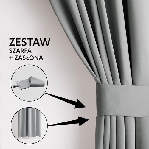 Restilo zasłona BLACKOUT kolor szary szarfa upinająca styl klasyczny taśma materiał blackout 140x230 Slike