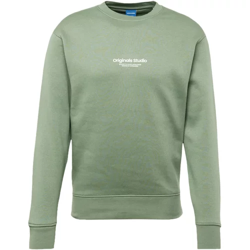 Jack & Jones Sweater majica 'VESTERBRO' tamno zelena / bijela