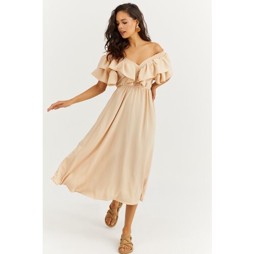 Cool &amp;amp; Sexy Women&amp;#039;s Vanilla Front Back V Ruffle Dress KS113 Slike