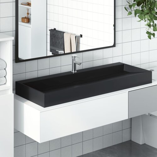 vidaXL Umivaonik od lijevanih minerala i mramora 120x46x11 cm mat crni Cijene