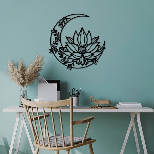 Wallity Zidna dekoracija Cvijet Mjesec - L, 70 x 70 cm, Crna Cene