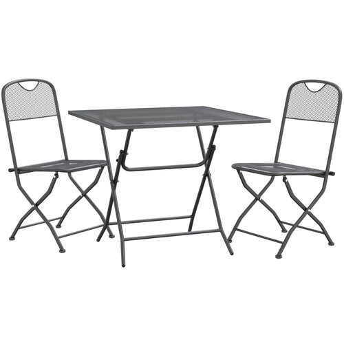  3-dijelni vrtni blagovaonski set ekspandirani metal antracit Antracitno siva Dužina stola 60 cm Slike