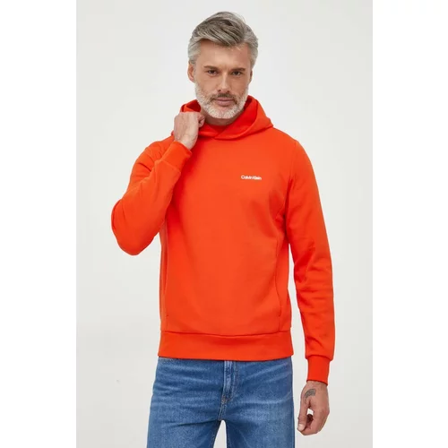 Calvin Klein Dukserica za muškarce, boja: narančasta, s kapuljačom, glatka
