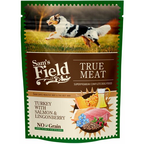 Sams Field Dog Vrećica Adult ćuretina, losos i brusnica, potpuna vlažna hrana za odrasle pse 260g Slike