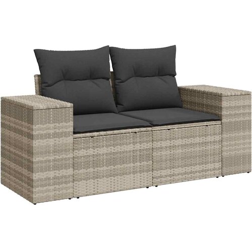 Maison Chic Vrtni kavč - Zunanji kavč z blazinami 2-sedežni svetlo siv poli ratan, (22043796) Cene