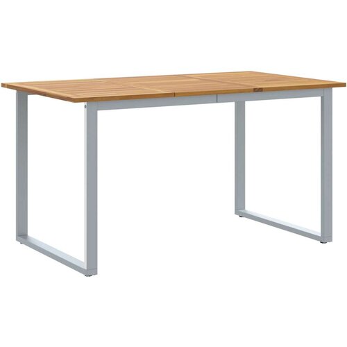  Vanjski stol za blagovanje Siva 140x80x75 cm Čelik i čvrsto drvo akacija Slike
