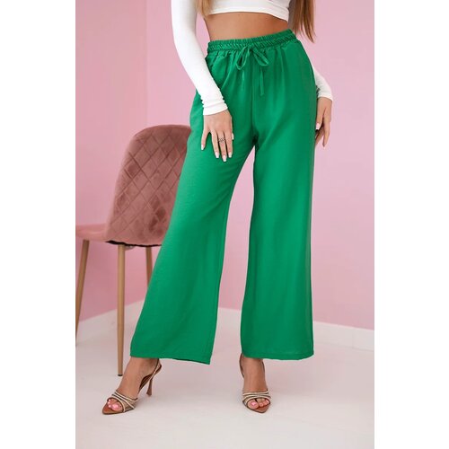 Kesi Włoski Viscose wide-leg trousers light green Cijene