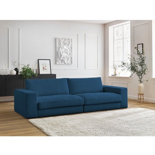 Bobochic Paris Temno modra sedežna garnitura iz rebrastega žameta 274 cm Leonard &amp;ndash; Slike