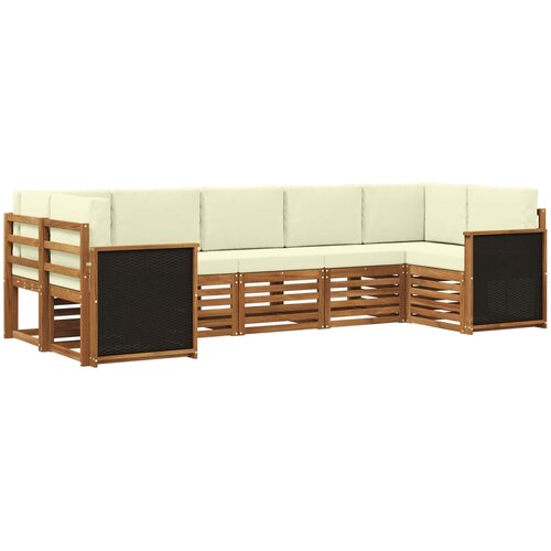  Set vanjskih sofa 6 kom. Prirodna i krem Smeđa Slike