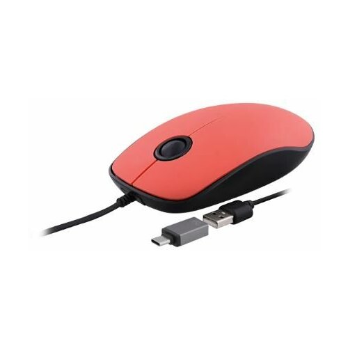 TNB musunsetrd zični miš + adapter usb-a/usb-c, crveni Slike