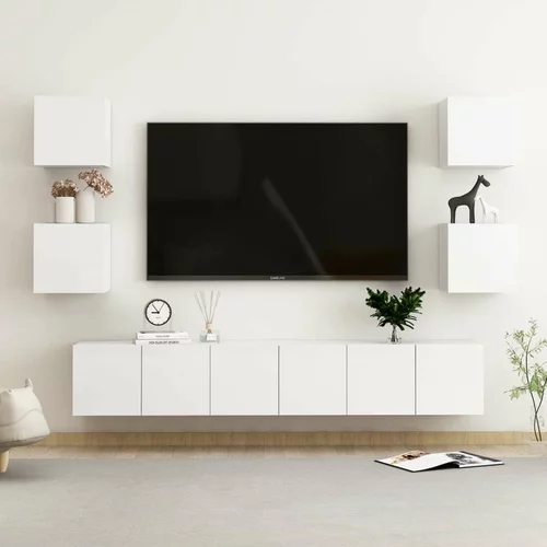  7-dijelni set TV ormarića visoki sjaj bijeli od iverice