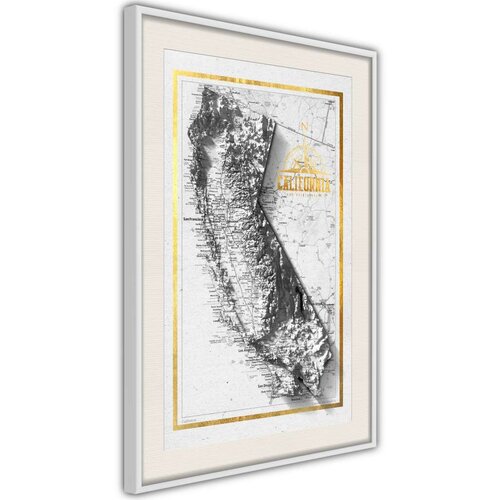  Poster - Raised Relief Map: California 20x30 Slike