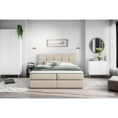 Livetastic postelja z vzmetnico 180 cm x 200 cm , les, tekstil, leseni material krem barve Slike