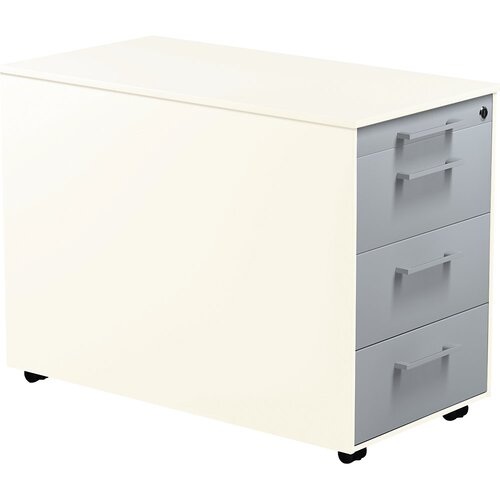 mauser Predalnik na kolesih, VxG 570 x 800 mm, 3 predali, čisto bele / aluminijasto srebrne / čisto bele barve Cene