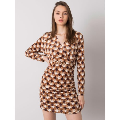 Fashion Hunters Brown velor dress with Montilla patterns Slike