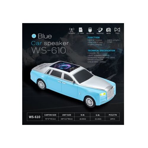  zvučnik bluetooth WS-610 auto plavi Slike