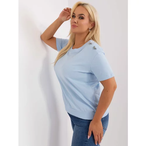 Fashion Hunters Light blue cotton blouse of larger size