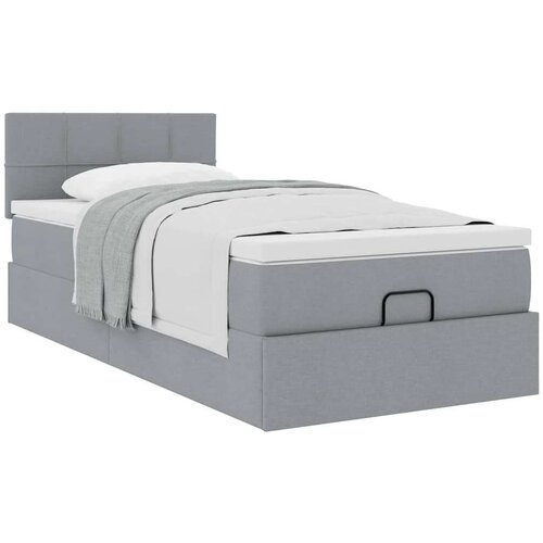 vidaXL Otomanski okvir kreveta s madraca svijetlosivi 90x200cm tkanine Cene