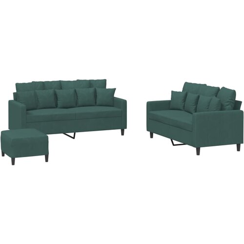 vidaXL 3-dijelni set sofa s jastucima tamnozeleni baršunasti Cijene
