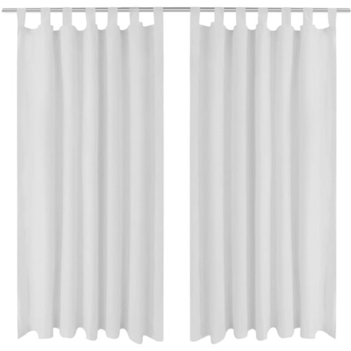 VidaXL 2 kom Bijela Mikro-satenska Zavjesa s Tregerima 140 x 175 cm Slike