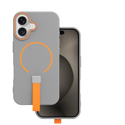 Onasi Mat Liquid silikonski ovitek s pa&amp;scaron;čkom za Samsung Galaxy A18 5G - sivo-oranžen Slike