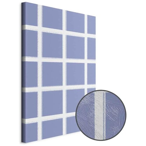  Slika - Lines and Symmetry - Expressive White Grid on a Blue Background 40x60 Premium Print Cijene