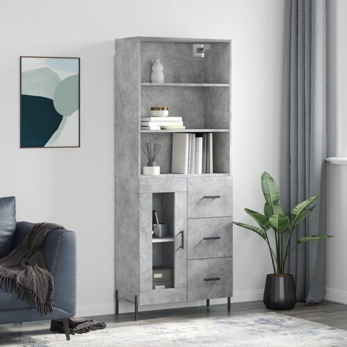 vidaXL Visoka komoda betonsko siva 69,5x34x180 cm inženirski les Cene