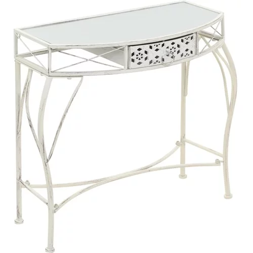  Bočni stolić u francuskom stilu metalni 82 x 39 x 76 cm bijeli