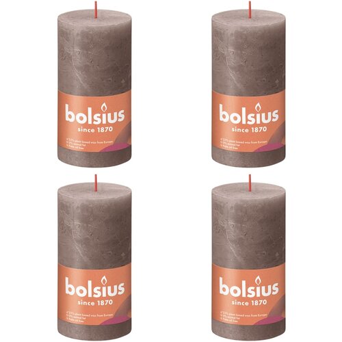 Bolsius rustične debele svijeće Shine 4 kom 130 x 68 mm sivo-smeđe Slike