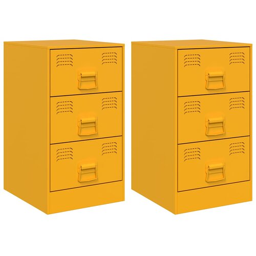 Maison Chic Dvo delni komplet Nočne omarice - Nočne mize gorčično rumena 34,5x39x62 cm jeklo, (21688580) Slike