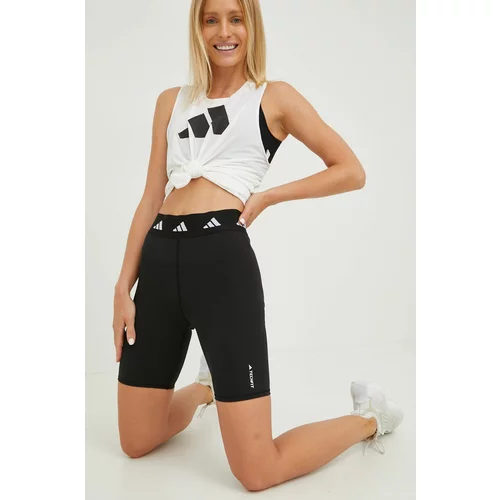 Adidas Kratke hlače za trening za žene, boja: crna, glatki materijal, visoki struk