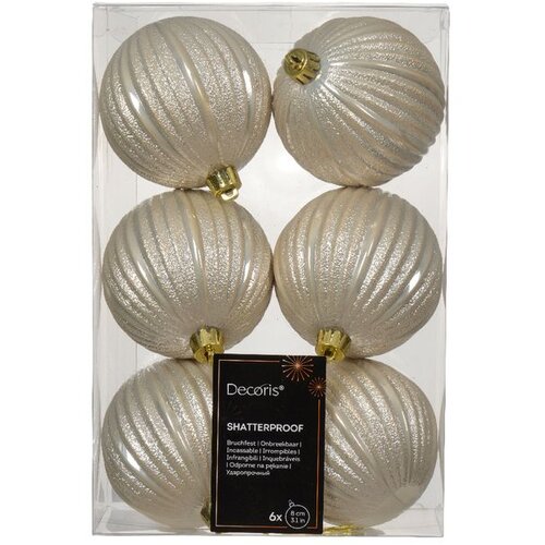 Dekordom Novogodišnji set kugli za jelku 6pcs 8cm 021047 - Pearl - KMG Cene