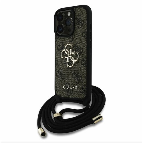Guess PU 4G Metal Logo Crossbody Popruh Zadn&iacute; Kryt pro iPhone 16 Pro Max Brown Ovitek za telefon Vijolična Cene