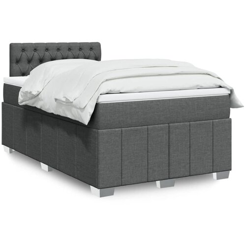 vidaXL Box spring postelja z vzmetnico temno siva 120x200 cm blago Cene